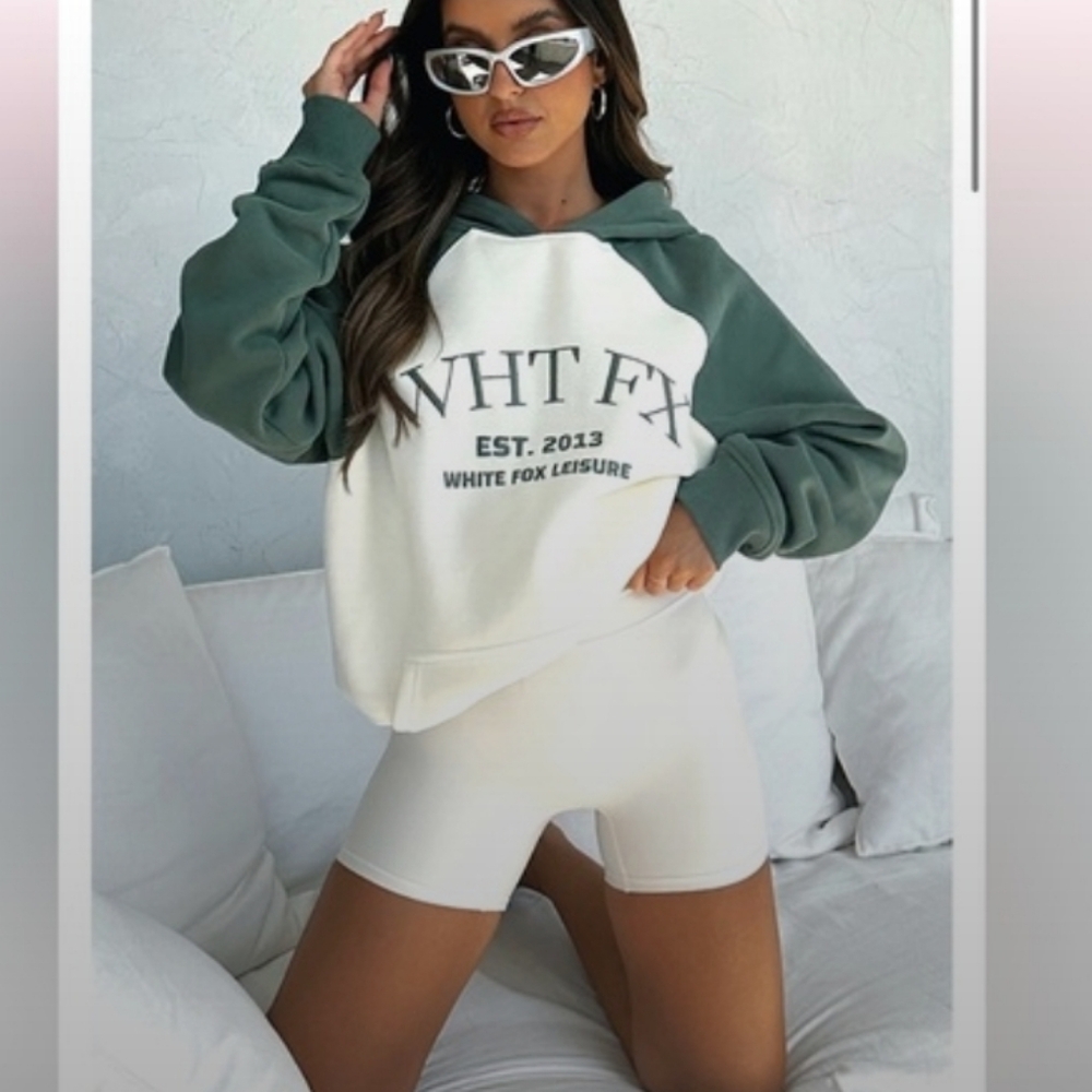 Green and Cream Oversized Hoodie